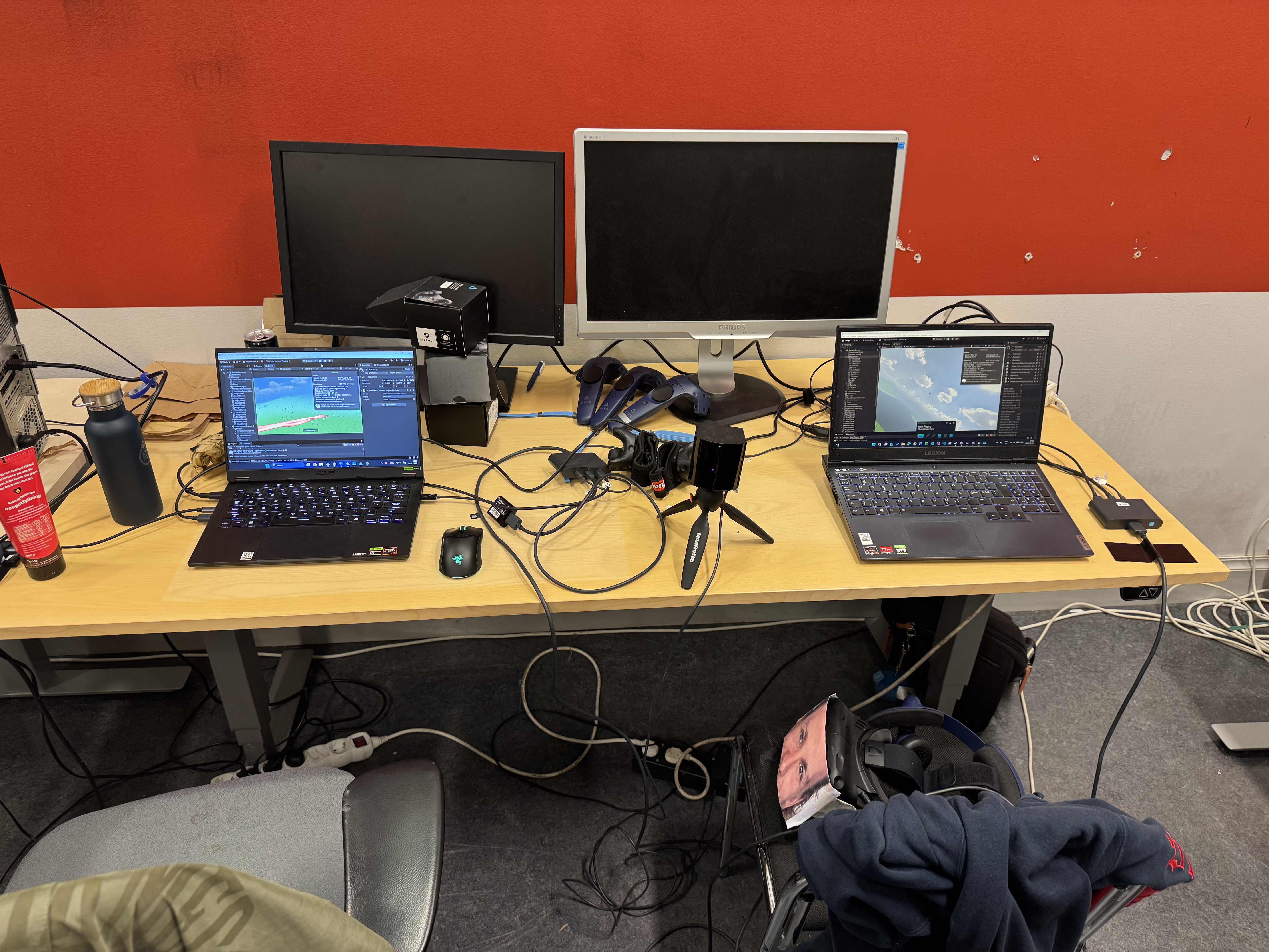 Two computer setup for the VR experience