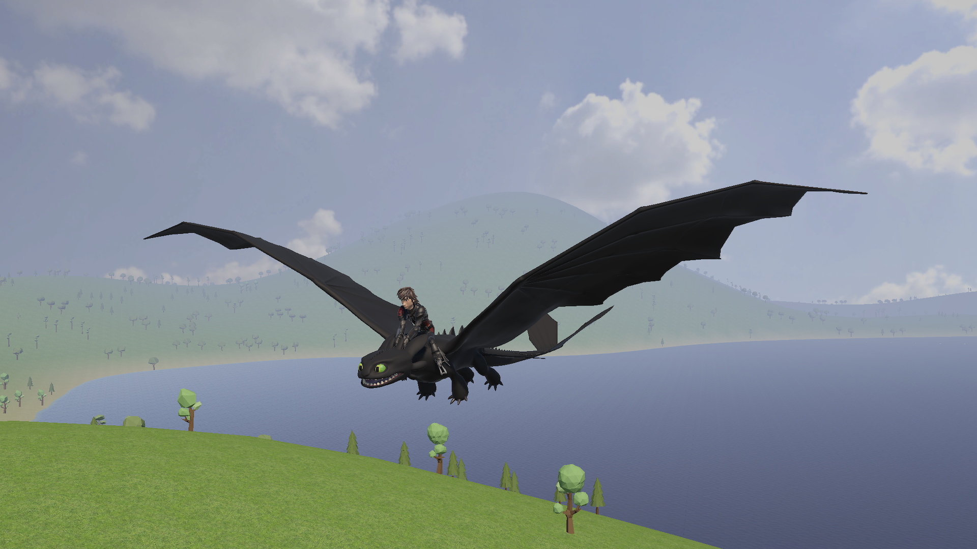 In-game view of the procedurally generated landscape